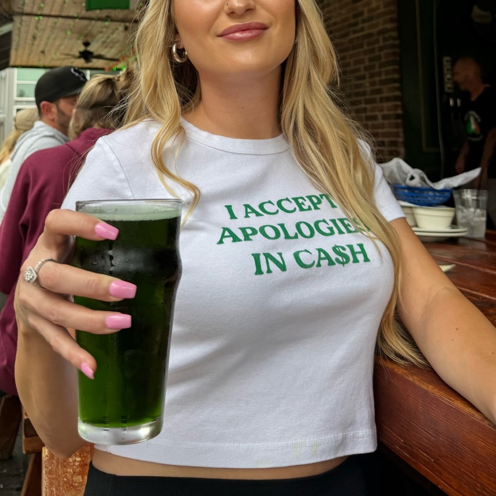 “I accept apologies in cash” shirt❕